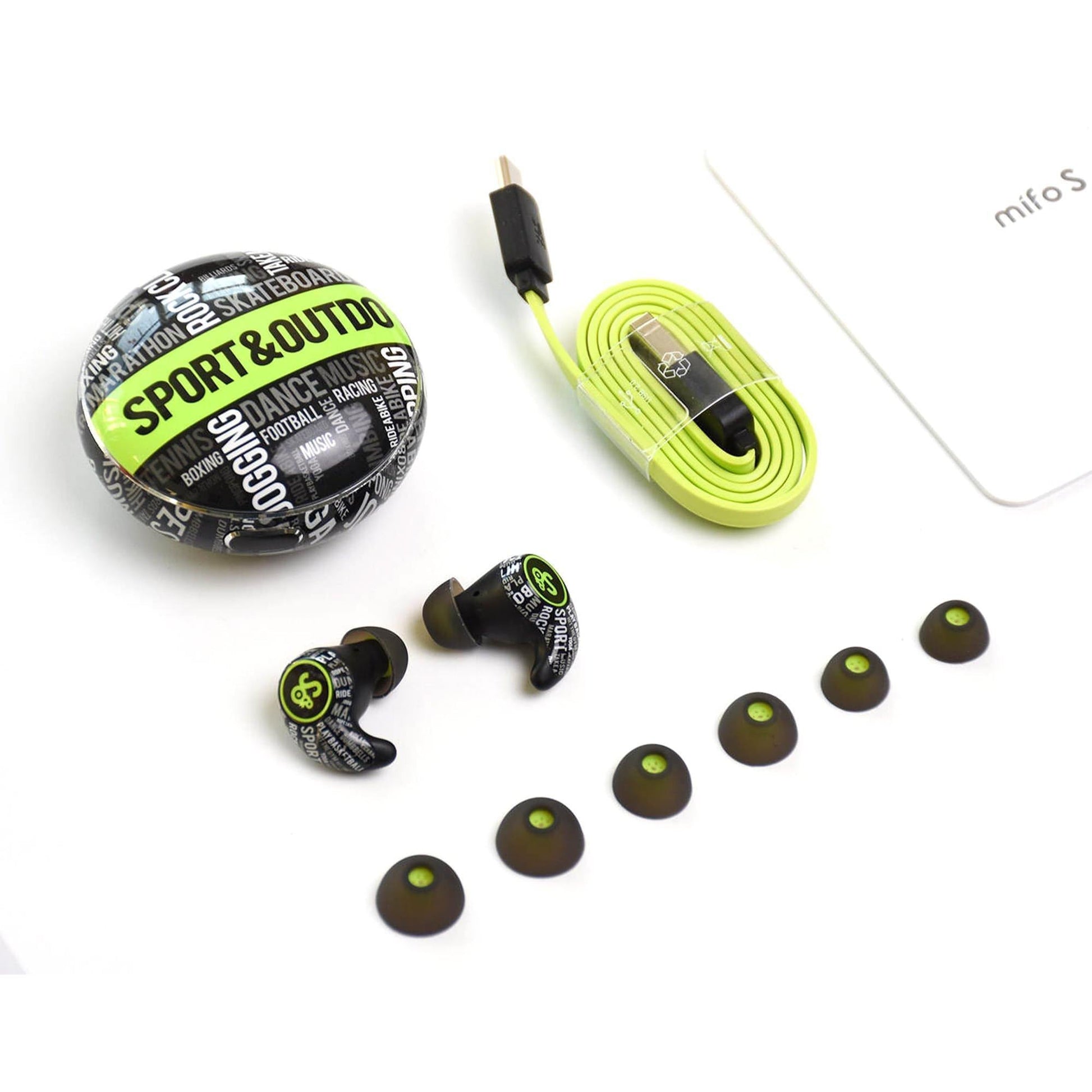 Mifo S Active Earbuds, Case, Tips, Charging Cable